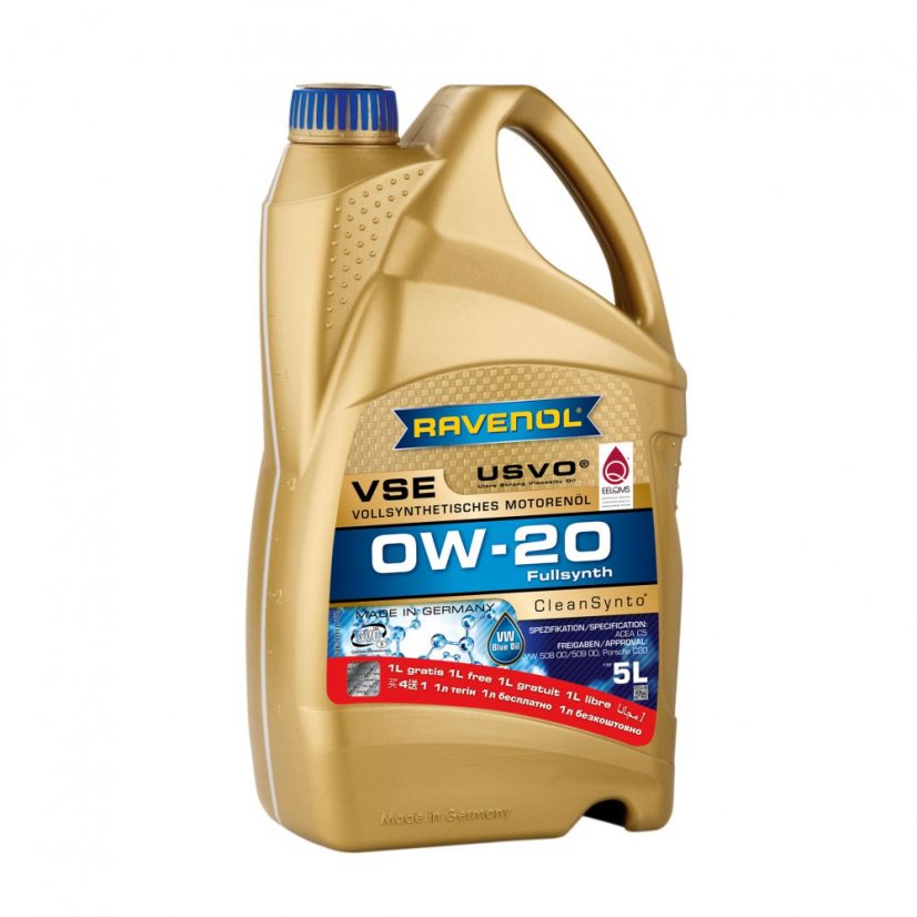 4+1Free: RAVENOL VSE 0W-20 VW Blue oil , 5L